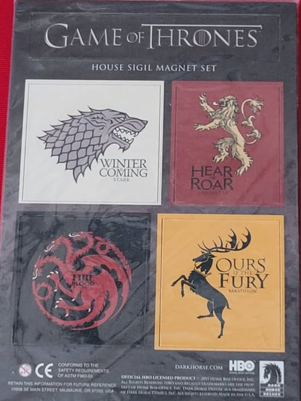 2015 GAME OF THRONES, HOUSE SIGILS MAGNET SET!!!